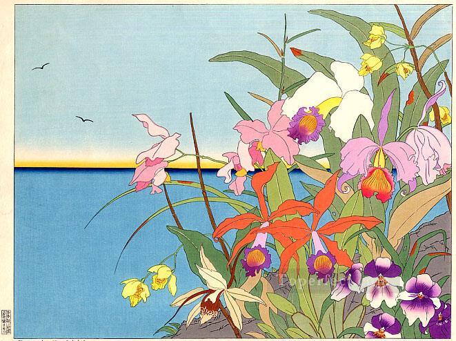 fleurs des iles lointaines mers de sud 1940 Paul Jacoulet Japonés Pintura al óleo